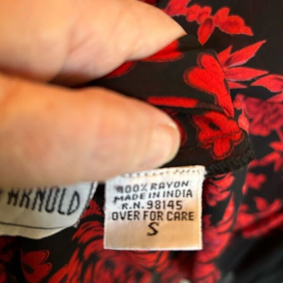 VTG Black & Red Reversible Floral Boho Feminine Whimsigoth Maxi Skirt S - Picture 10 of 12